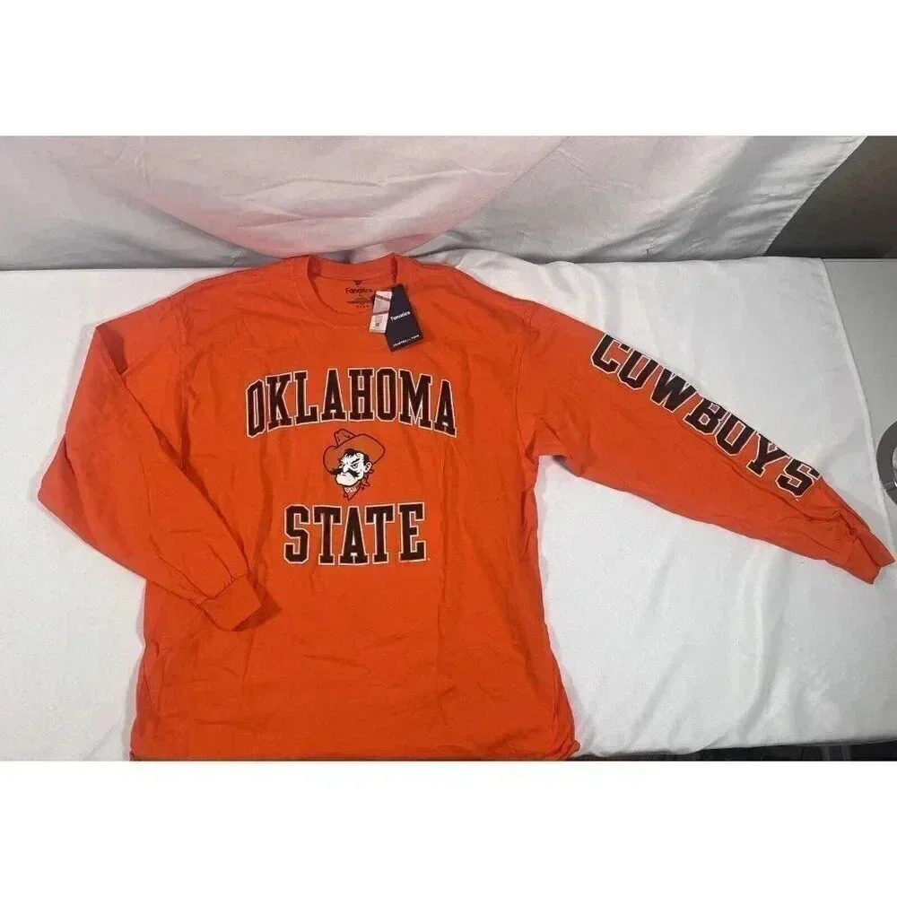 Men's XL Fanatics Orange Oklahoma State Cowboys Long Sleeve T-Shirt NWT